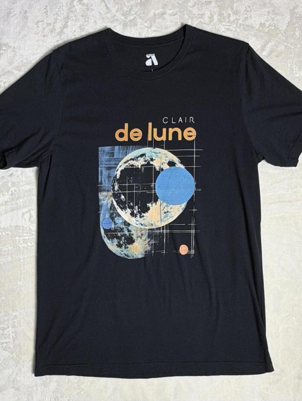 Debussy Clair de Lune Sheet Music Art Graphic T-Shirt Men's L Black Cotton